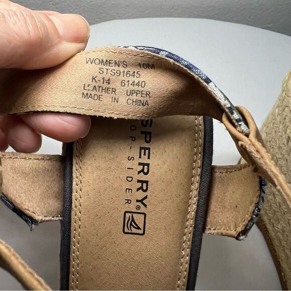 SPERRY Saylor Wedge Sandals Women’s Sz 10‎ Blue Leather Espadrille Jute Preppy - Picture 8 of 15